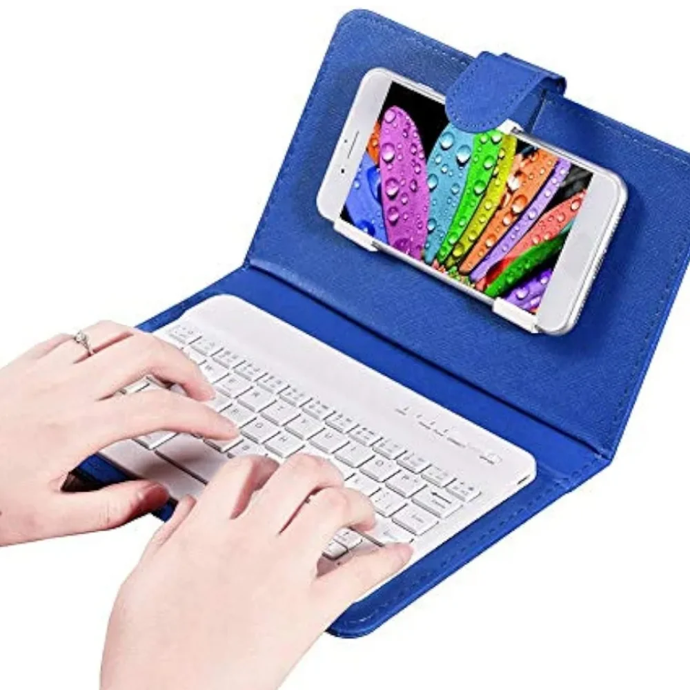 Mobile Bluetooth Wireless Keyboard PU Leather Protective Case for Smart Phones